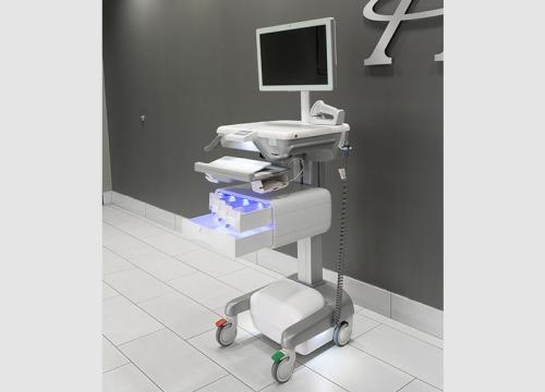 Hummingbird LCD-AIO-Tablet Powered Electric Lift cart Smart Drawers HMA-SDRW-B-410 light on2