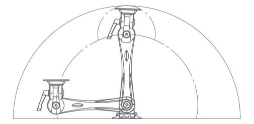 Swivel arm provides lateral functionality